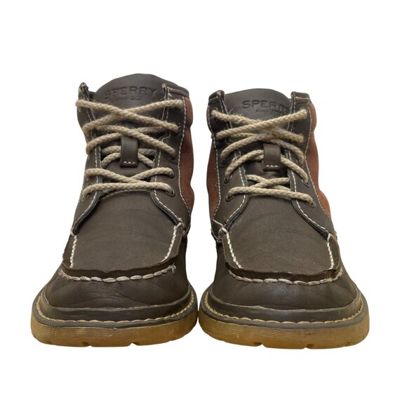 Sperry Boys Brown Lining Lace-Up Top Sider Rudder Hi Boots Size 13M - Picture 2 of 9